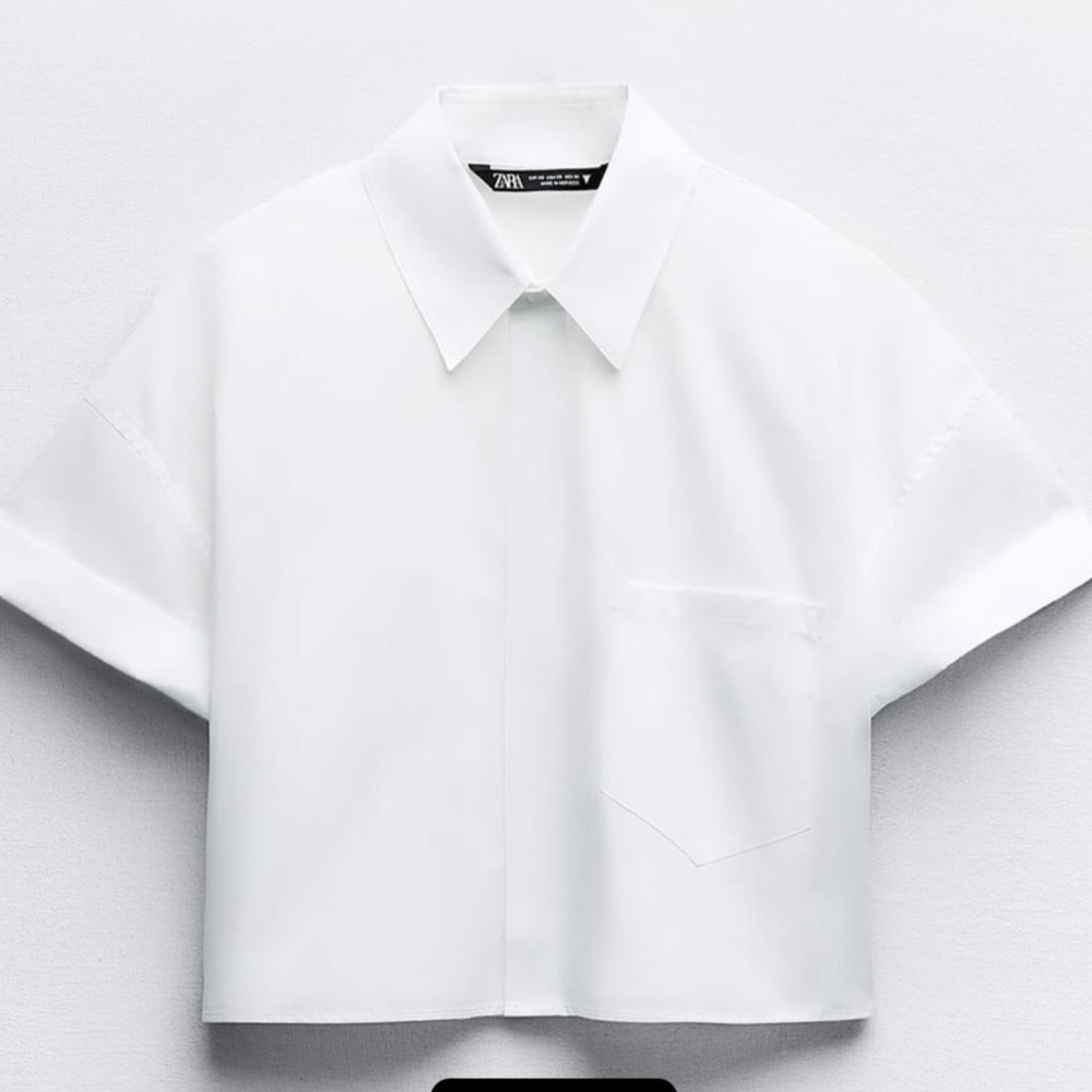 Zara over sized crop button up top